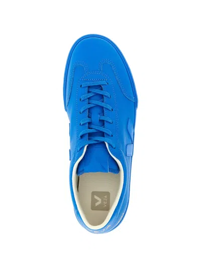 Veja Volley Signature Low Top Rubber Sole Sneakers In Blue