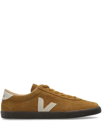 Veja Panelled Canvas/leather Sneakers Rubber Sole In Brown