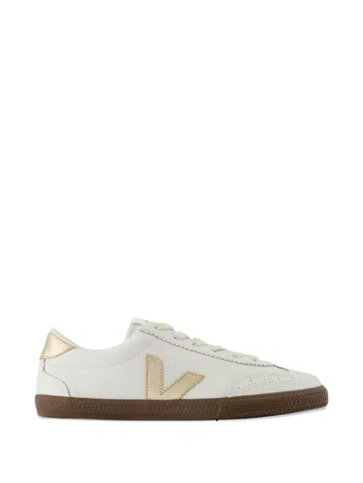 Veja Volley Leather Sneakers With Organic Elements In Gray