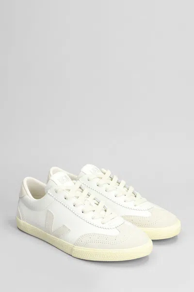 Veja Volley Sneakers In White Suede And Leather In Beige Fabric