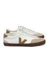 Veja Volley Mixed Leather Wing-tip Sneakers In White