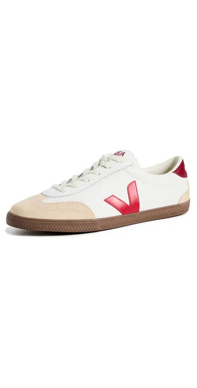 Veja Volley Sneaker In Beige,white,red