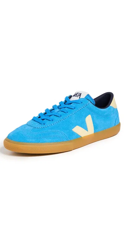 Veja 'volley' Blue Sneaker With Side Logo And Lettering Logo On The Heel