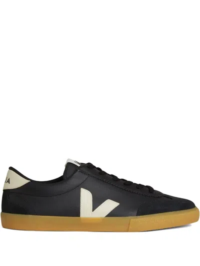 Veja Volley Leather Sneakers With Suede Inserts In Black
