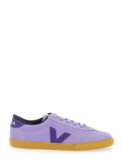 Veja Volley Violet Sneaker With Side Logo And Lettering Logo On The Heel In Organic Cotton Unisex In Purple