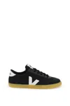 Veja Volley Black Sneaker With Side Logo And Lettering Logo On The Heel In Organic Cotton Unisex