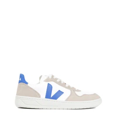 Veja White And Blue Leather V10 Sneakers