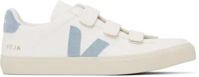 Veja White & Blue Recife Leather Sneakers In Extra-white_steel