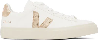 Veja White & Gold Campo Leather Sneakers In Extra-white_platine