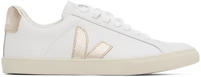 Veja White & Gold Esplar Leather Sneakers In Extra-white_platine