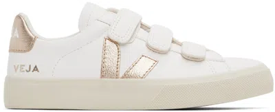 Veja White & Gold Recife Leather Sneakers In White_platine
