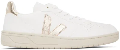 Veja White & Gold V-10 Chromefree Leather Sneakers In Extra-white_platine