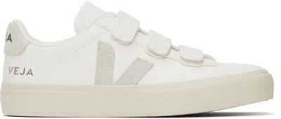 VEJA WHITE & GRAY RECIFE LEATHER SNEAKERS