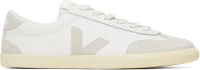 VEJA WHITE & GRAY VOLLEY LEATHER SNEAKERS