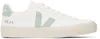 Veja White & Green Campo Leather Sneakers In White