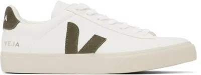 VEJA WHITE & KHAKI CAMPO LEATHER SNEAKERS