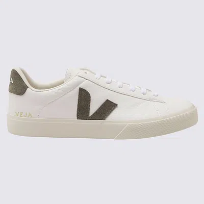 Veja White And Khaki Leather Campo Sneakers