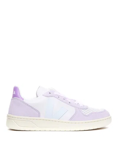 Veja White And Lilac V- Sneakers In Purple