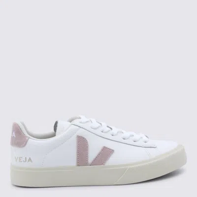 Veja White And Pink Leather Campo Sneakers In Multi