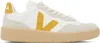 Veja White & Yellow V-90 Leather Sneakers In Extra-white_toscane_