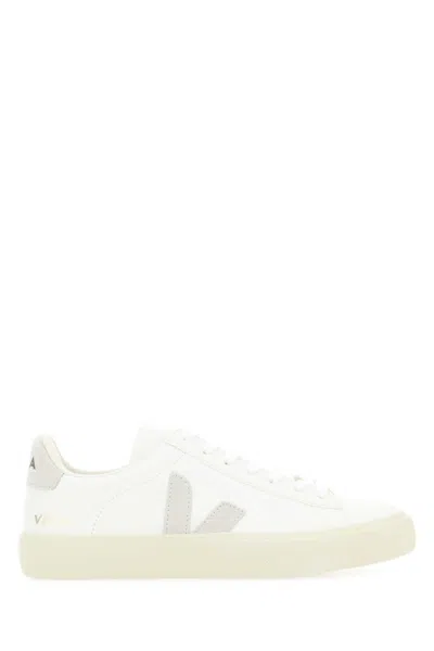 Veja White Chromefree Leather Campo Sneakers In Gray