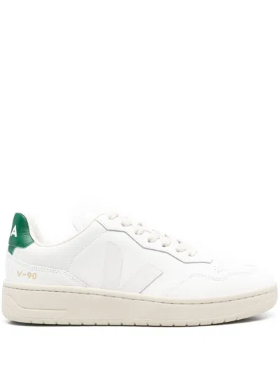 Veja White Lace Up Sneakers In Extra-white/golf
