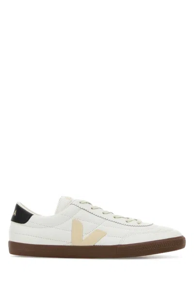 Veja Panenka Leather Sneakers In White And Cream In Neutral