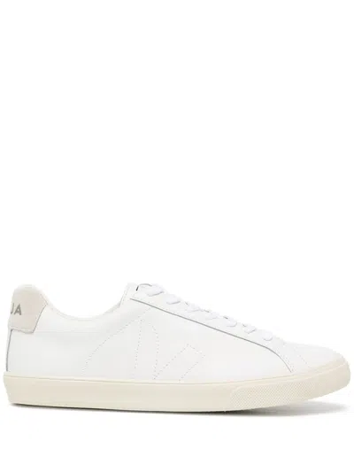 Veja White Leather Sneakers With Embroidered Logo