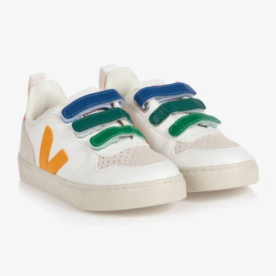 Veja White Leather V-10 Velcro Trainers