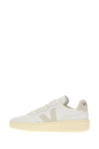 Veja White Leather V-90 Sneakers In Extra White Natural