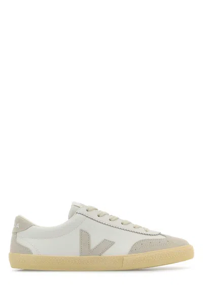 Veja White Leather Volley O.t. Sneakers In Neutral