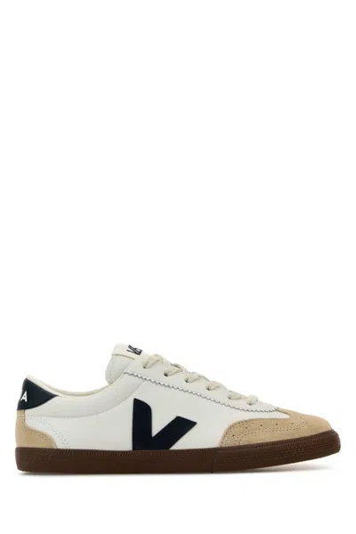 VEJA WHITE LEATHER VOLLEY SNEAKERS