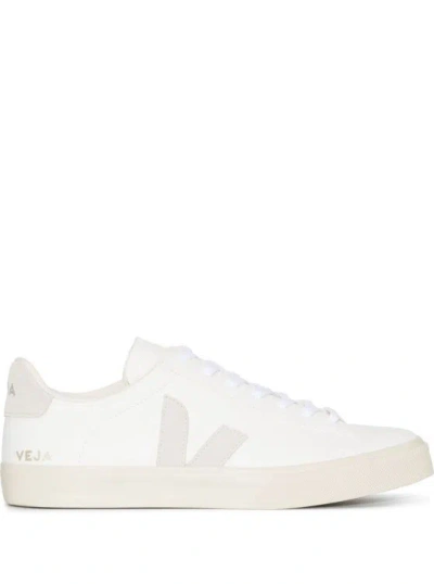 Veja White Low-top Sneakers With Logo Patch In Leather In Neutrals