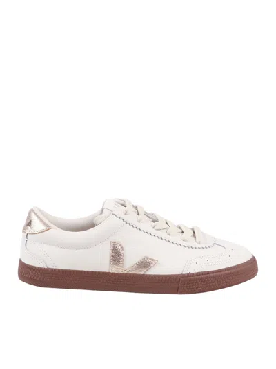 Veja White Platine Metallic Accent Sneakers