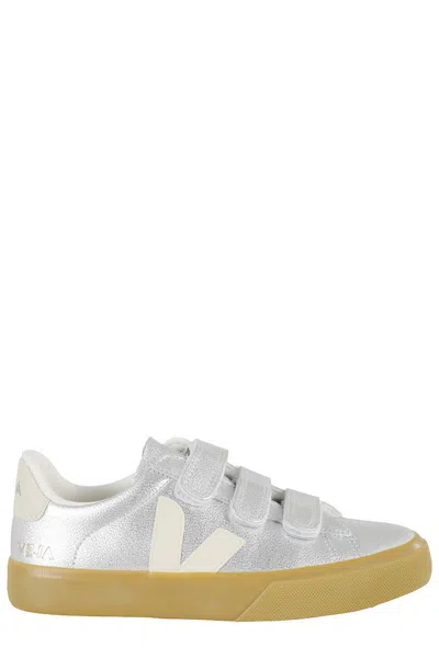 Veja White Silver Leather Sneakers