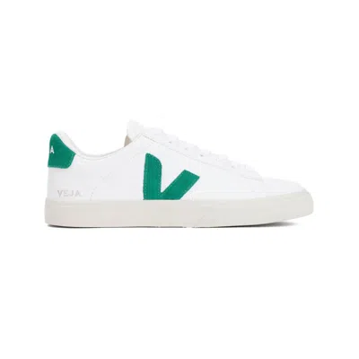 Veja Stylish Sneakers With Emerald Suede Accents In White