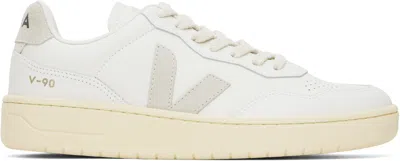 VEJA WHITE V-90 LEATHER SNEAKERS