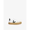 Veja White/blk Kids' Small Volley Logo-embroidered Canvas Low-top Trainers Eur 22 /5.5 Uk In White/blk