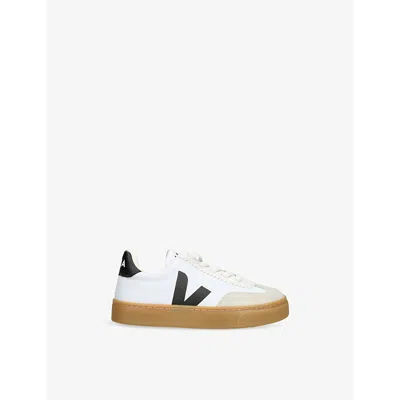 Veja White/blk Kids' Small Volley Logo-embroidered Canvas Low-top Trainers Eur 31 / 12.5 Uk