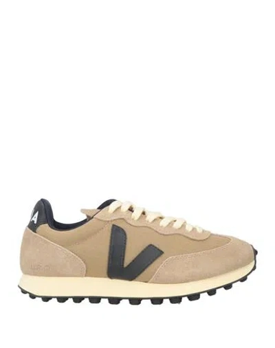 Veja Woman Sneakers Khaki Size 7 Leather, Textile Fibers In Brown