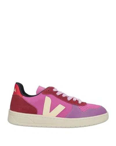 Veja Woman Sneakers Magenta Size 7 Leather In Multi