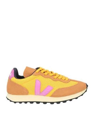 Veja Woman Sneakers Marigold Size 8 Leather, Textile Fibers In Yellow