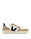 Veja V-10 Chromefree Leather In Sahara/ Extra-white/ Black In White