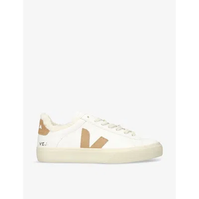 VEJA WOMENS VEJA CAMPO WINTER SHEARLING-LINED LEATHER LOW-TOP TRAINERS