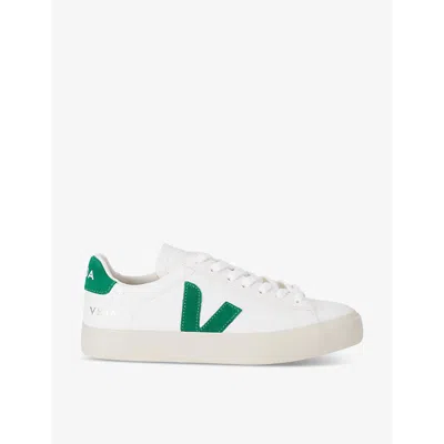VEJA WOMENS WOMEN'S CAMPO LOGO-EMBROIDERED LEATHER LOW-TOP TRAINERS GREEN OTH EUR 37 / 4 UK