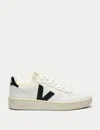 Veja V-10 Faux Leather Sneakers In White