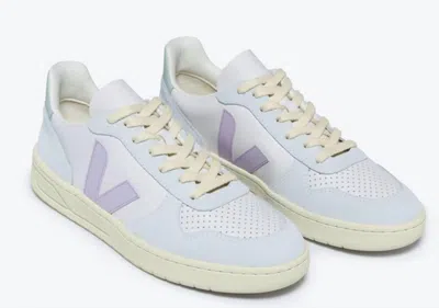Veja V-10 Leather Sneakers Vx0203475 In Gravel Parme Menthol