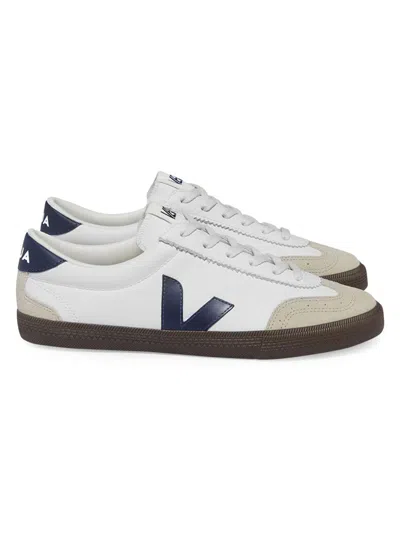Veja Women's Volley Colorblocked Leather Low-top Court Sneakers In White Blue