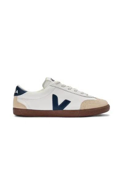 Veja Women's Volley Leather Shoes In White/nautico/bark