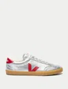 Veja Volley Leather Sneaker In Silver Pepper In Silver